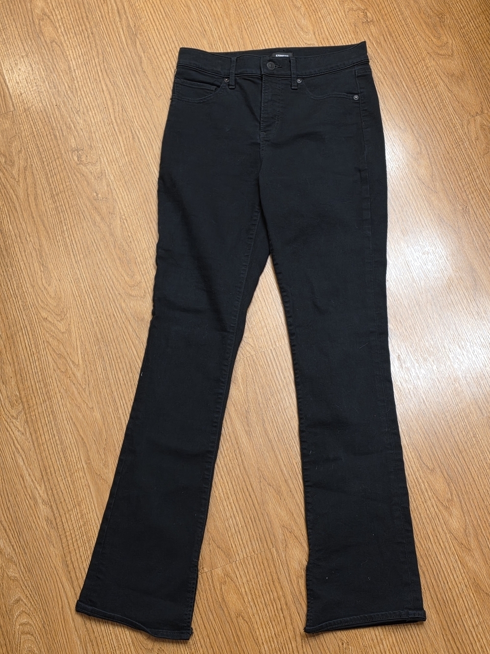 Express Mid-rise Skyscraper Black Jeans with Split Hem Size 6R